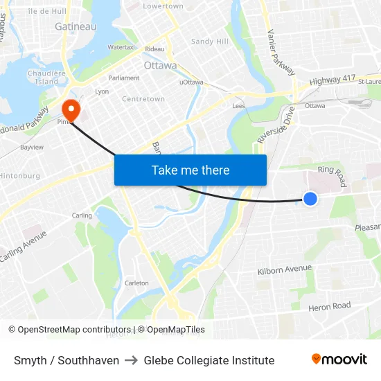 Smyth / Southhaven to Glebe Collegiate Institute map