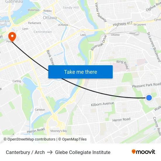 Canterbury / Arch to Glebe Collegiate Institute map