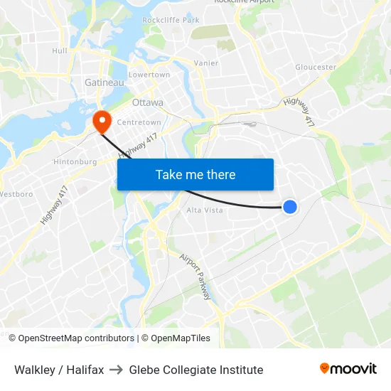 Walkley / Halifax to Glebe Collegiate Institute map