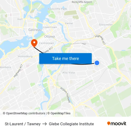 St-Laurent / Tawney to Glebe Collegiate Institute map