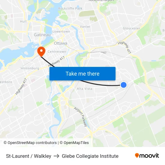 St-Laurent / Walkley to Glebe Collegiate Institute map