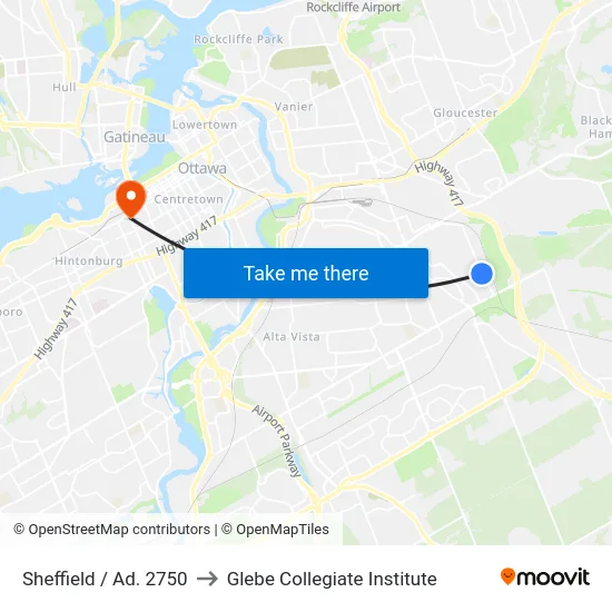 Sheffield / Ad. 2750 to Glebe Collegiate Institute map