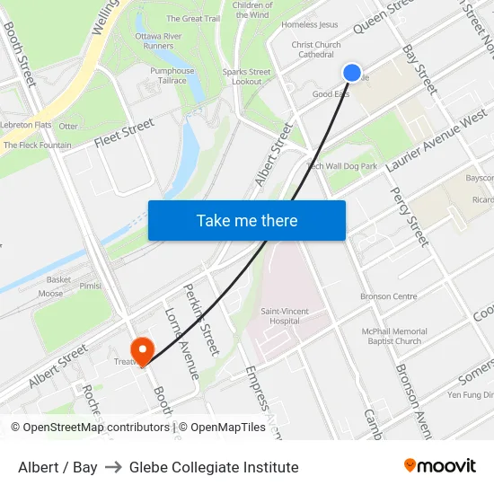 Albert / Bay to Glebe Collegiate Institute map
