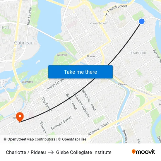 Charlotte / Rideau to Glebe Collegiate Institute map