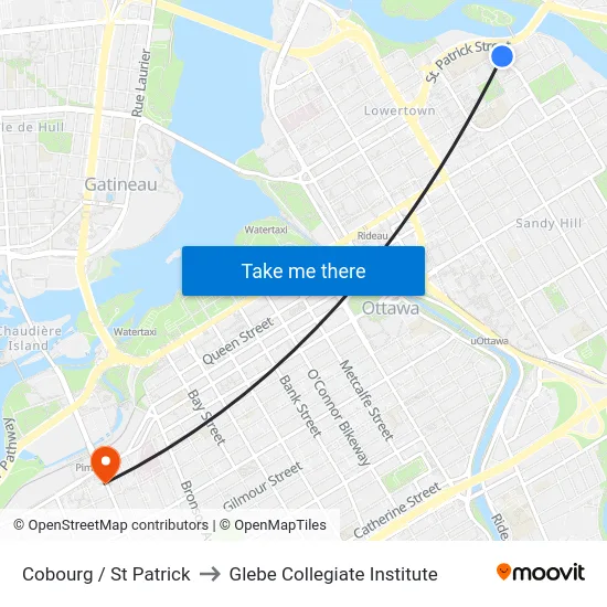 Cobourg / St Patrick to Glebe Collegiate Institute map