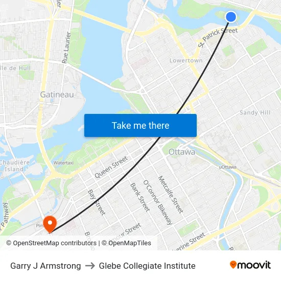 Garry J Armstrong to Glebe Collegiate Institute map