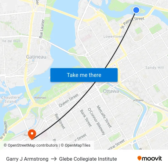 Garry J Armstrong to Glebe Collegiate Institute map