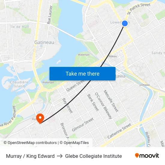 Murray / King Edward to Glebe Collegiate Institute map