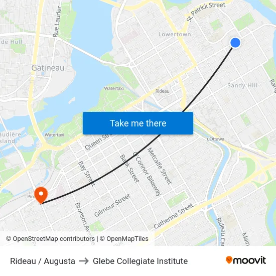 Rideau / Augusta to Glebe Collegiate Institute map