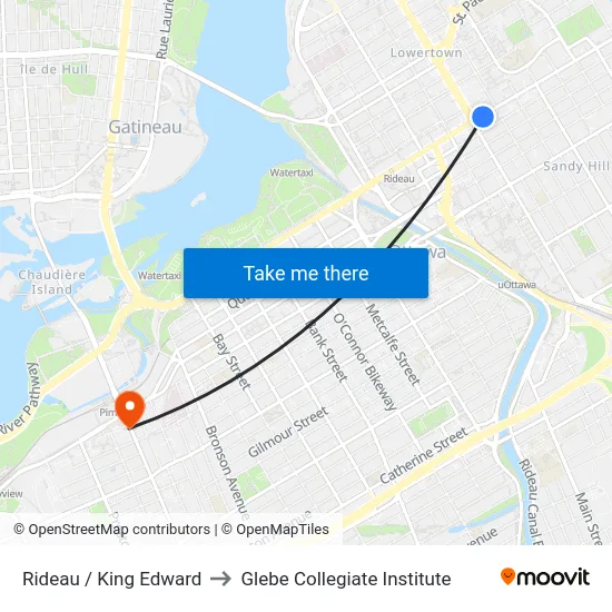 Rideau / King Edward to Glebe Collegiate Institute map