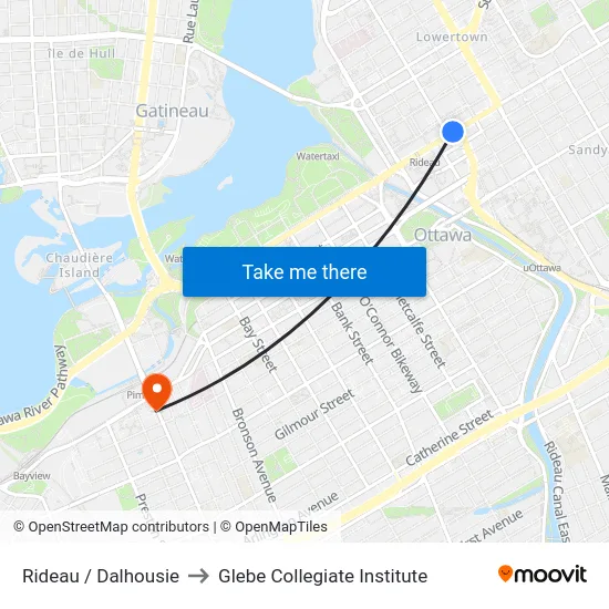 Rideau / Dalhousie to Glebe Collegiate Institute map