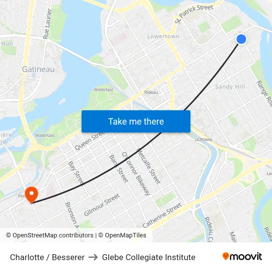 Charlotte / Besserer to Glebe Collegiate Institute map