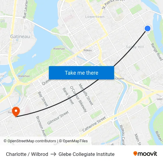 Charlotte / Wilbrod to Glebe Collegiate Institute map