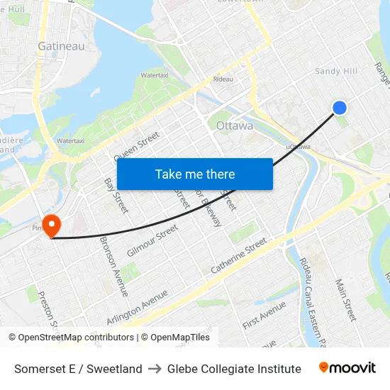 Somerset E / Sweetland to Glebe Collegiate Institute map