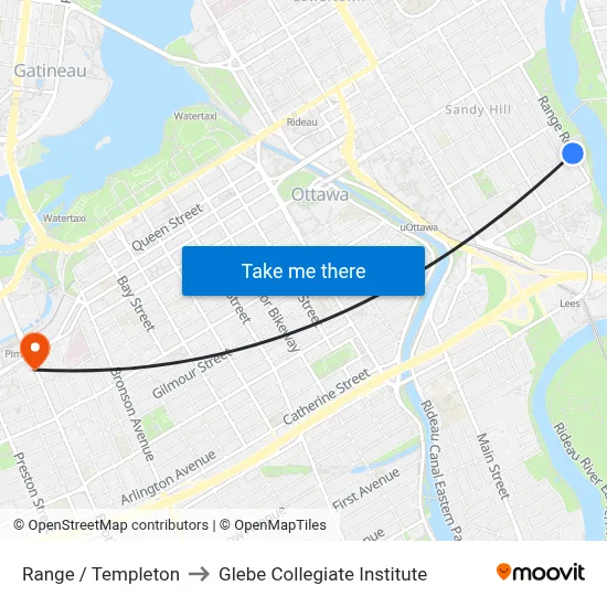 Range / Templeton to Glebe Collegiate Institute map