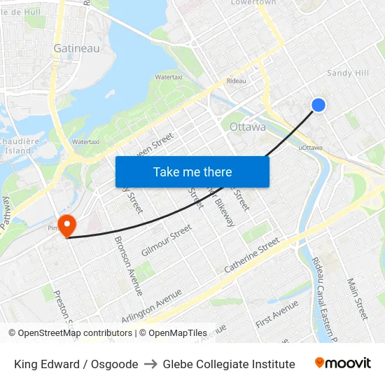King Edward / Osgoode to Glebe Collegiate Institute map