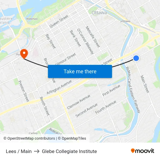 Lees / Main to Glebe Collegiate Institute map