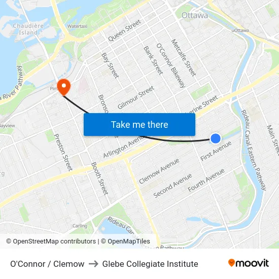 O'Connor / Clemow to Glebe Collegiate Institute map