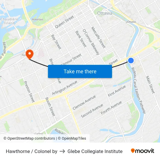 Hawthorne / Colonel by to Glebe Collegiate Institute map