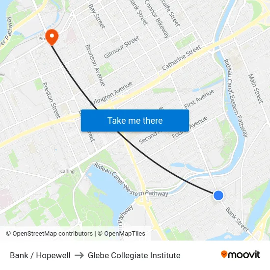 Bank / Hopewell to Glebe Collegiate Institute map