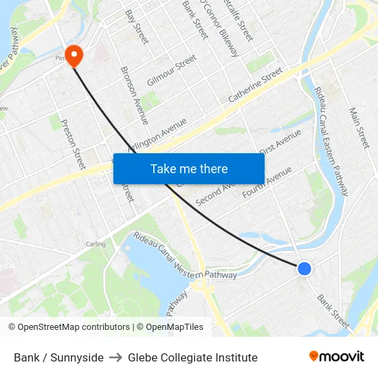 Bank / Sunnyside to Glebe Collegiate Institute map