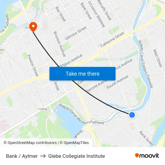 Bank / Aylmer to Glebe Collegiate Institute map
