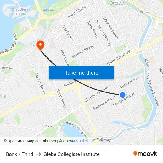 Bank / Third to Glebe Collegiate Institute map