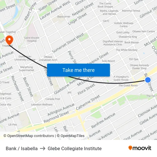 Bank / Isabella to Glebe Collegiate Institute map