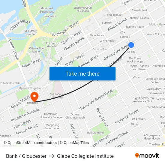 Bank / Gloucester to Glebe Collegiate Institute map