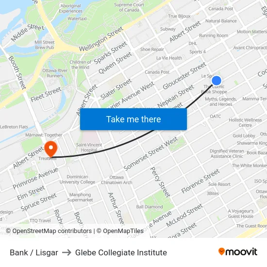 Bank / Lisgar to Glebe Collegiate Institute map
