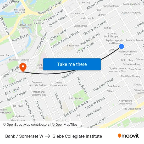 Bank / Somerset W to Glebe Collegiate Institute map