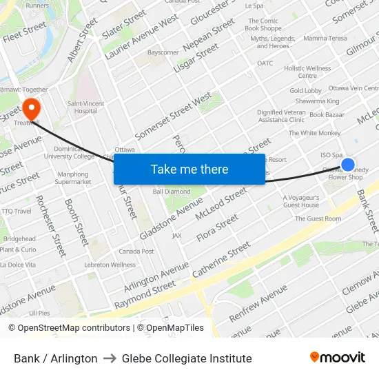 Bank / Arlington to Glebe Collegiate Institute map