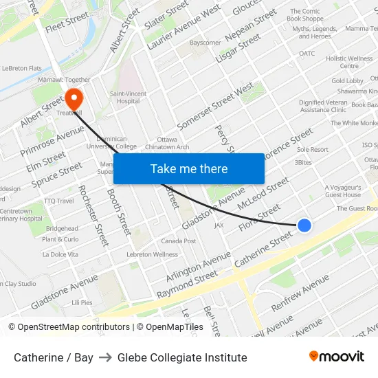 Catherine / Bay to Glebe Collegiate Institute map