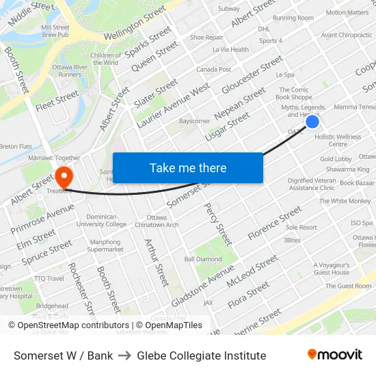 Somerset W / Bank to Glebe Collegiate Institute map