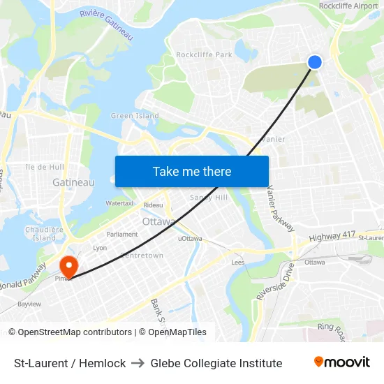 St-Laurent / Hemlock to Glebe Collegiate Institute map