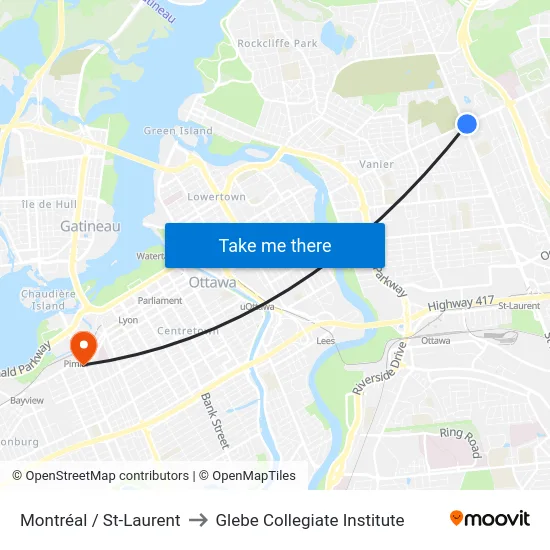 Montréal / St-Laurent to Glebe Collegiate Institute map