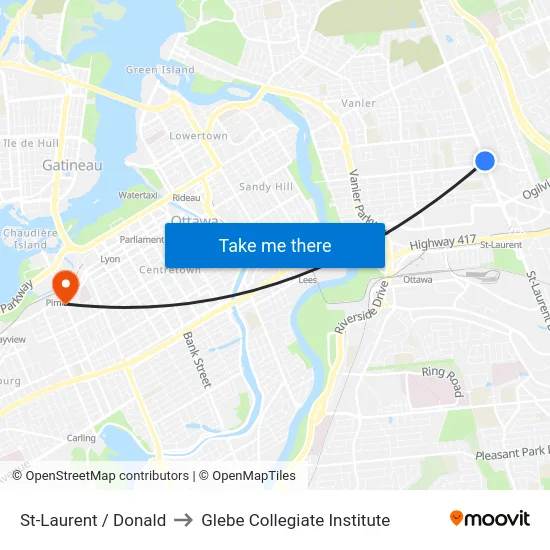 St-Laurent / Donald to Glebe Collegiate Institute map