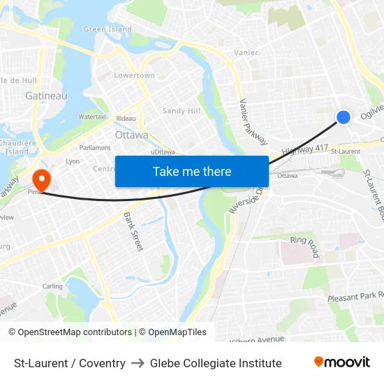 St-Laurent / Coventry to Glebe Collegiate Institute map
