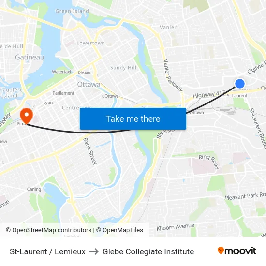 St-Laurent / Lemieux to Glebe Collegiate Institute map