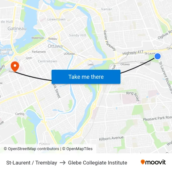 St-Laurent / Tremblay to Glebe Collegiate Institute map