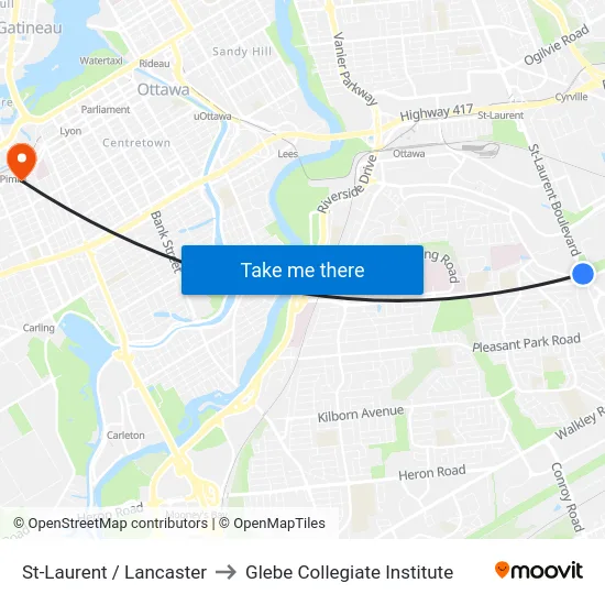 St-Laurent / Lancaster to Glebe Collegiate Institute map