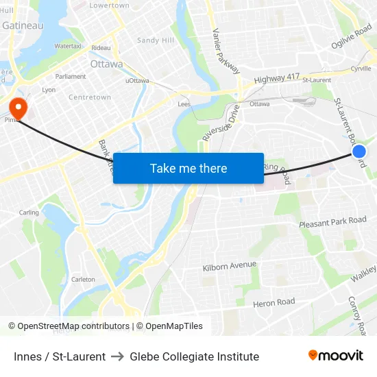 Innes / St-Laurent to Glebe Collegiate Institute map
