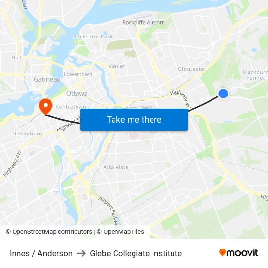 Innes / Anderson to Glebe Collegiate Institute map