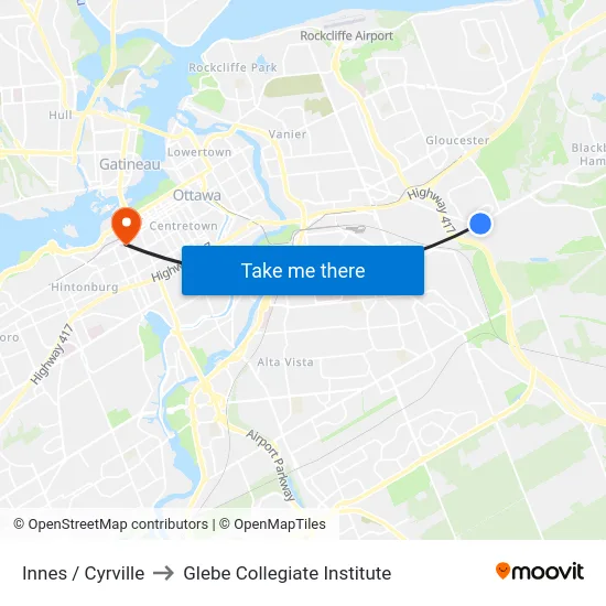 Innes / Cyrville to Glebe Collegiate Institute map