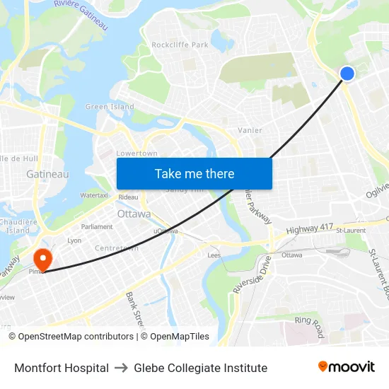 Montfort Hospital to Glebe Collegiate Institute map