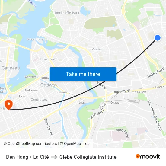 Den Haag / La Cité to Glebe Collegiate Institute map