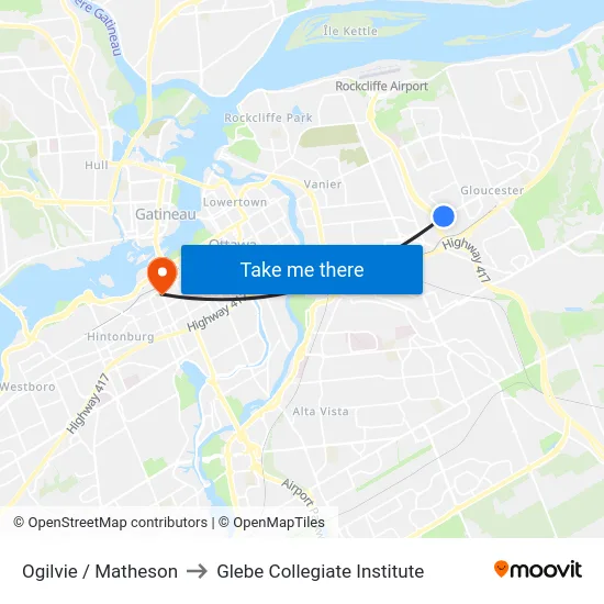 Ogilvie / Matheson to Glebe Collegiate Institute map