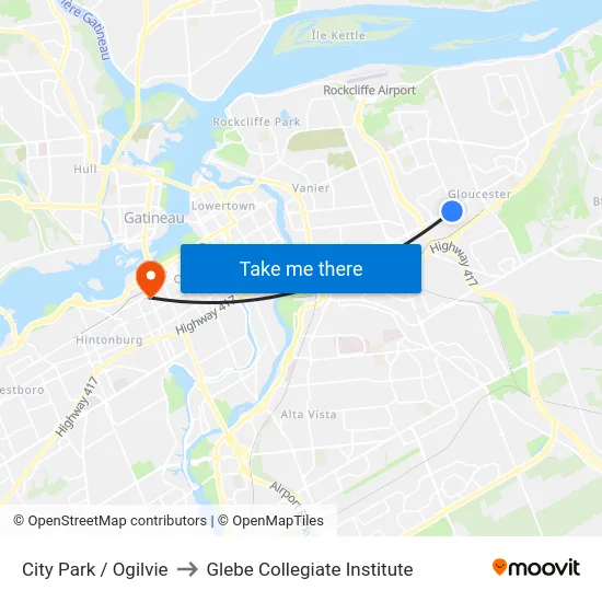 City Park / Ogilvie to Glebe Collegiate Institute map