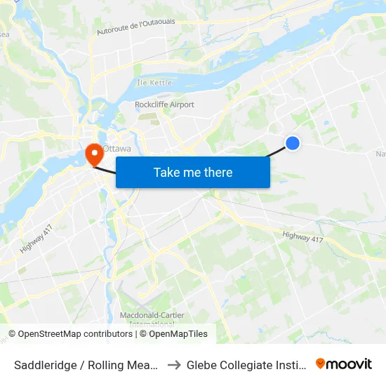 Saddleridge / Rolling Meadow to Glebe Collegiate Institute map