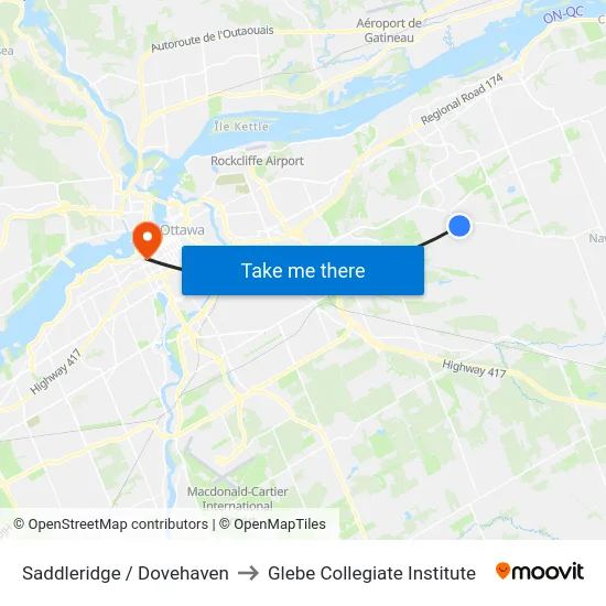 Saddleridge / Dovehaven to Glebe Collegiate Institute map